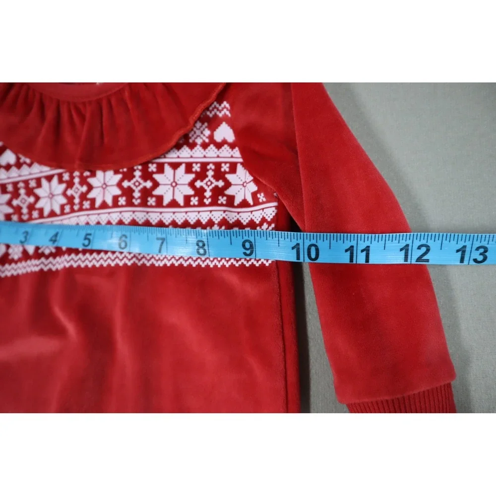 Chickpea Baby Girls Fair Isle-Print‎ Ruffled Fleece Coverall - Red - Size 3-6 M